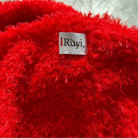 Ruyi Red Warm Fuzy Cozy Infinity Wrap Scarf - Picture 4 of 6